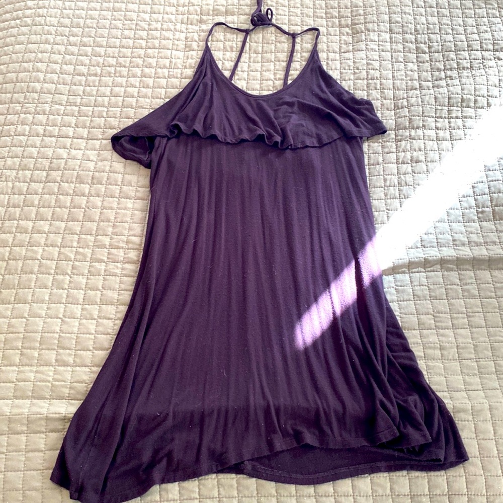 Cotton black dress with adjustable tie straps